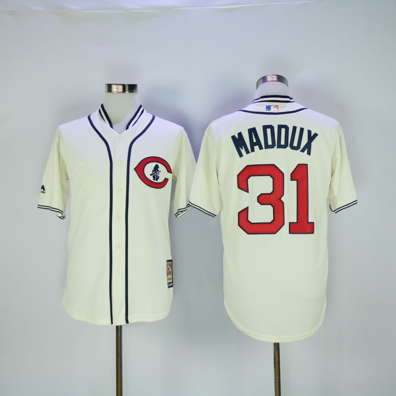 Men Chicago Cubs 31 Maddux Cream 1929 MLB Jerseys